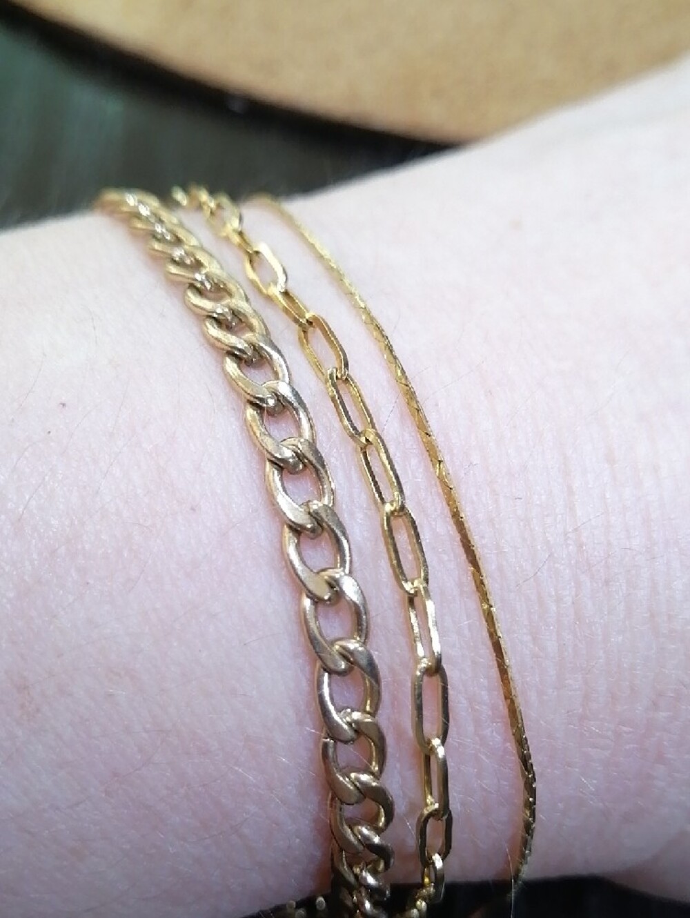 3 Gold Plated Chain Vintage Men' Women's Bracelets Bundle 7+ Bundle
